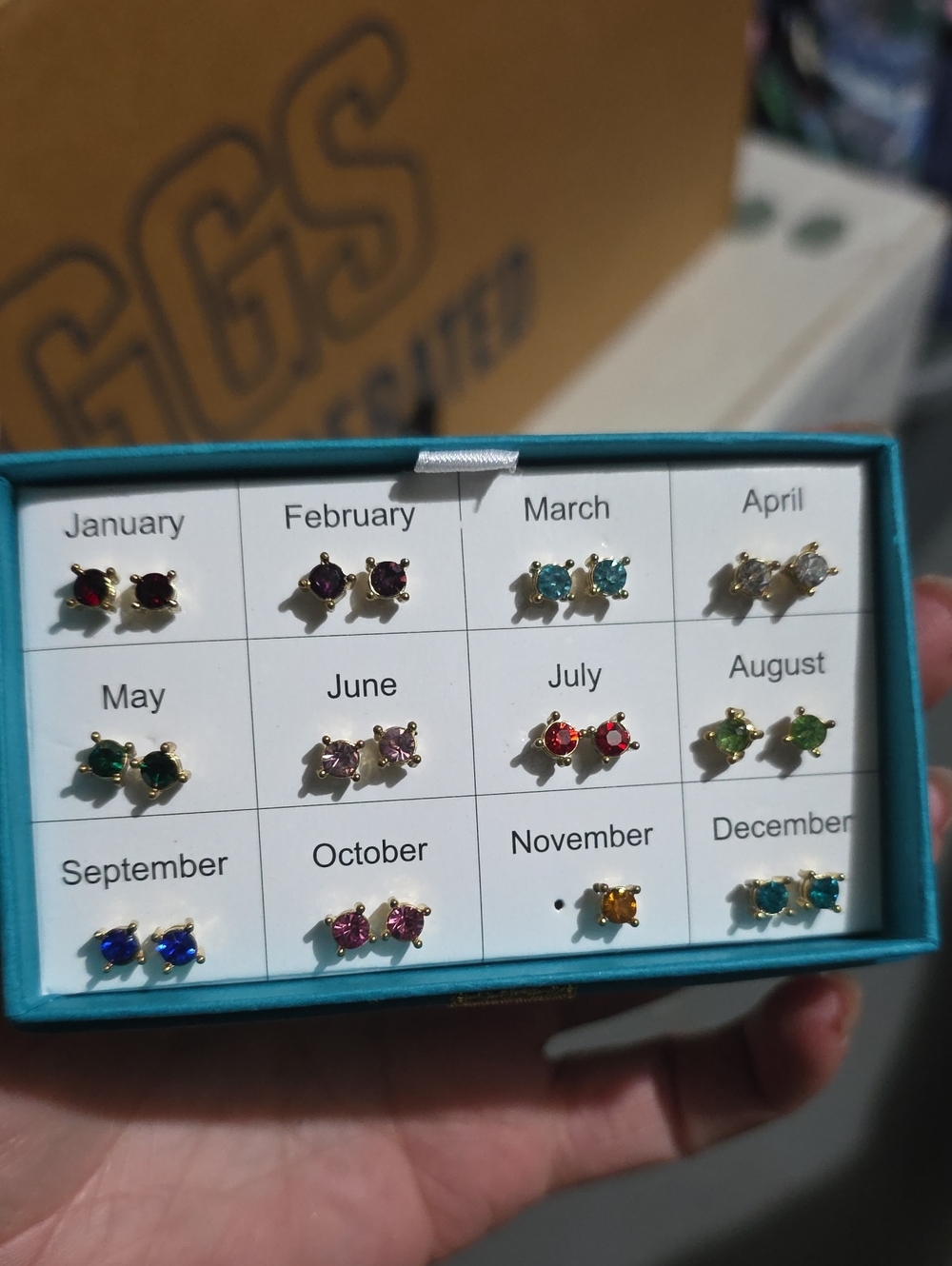 Birthstone Stud Earring Set - Multicolor Gold-Tone